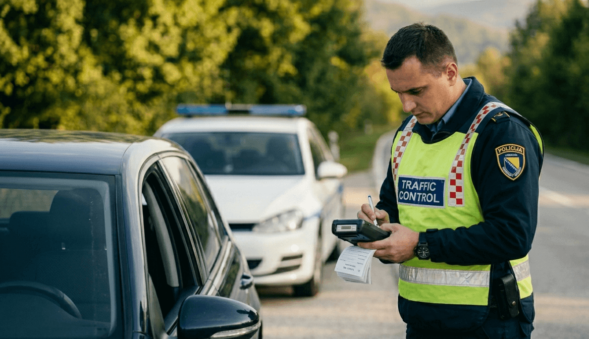 Prometni policajac kontrolira promet
