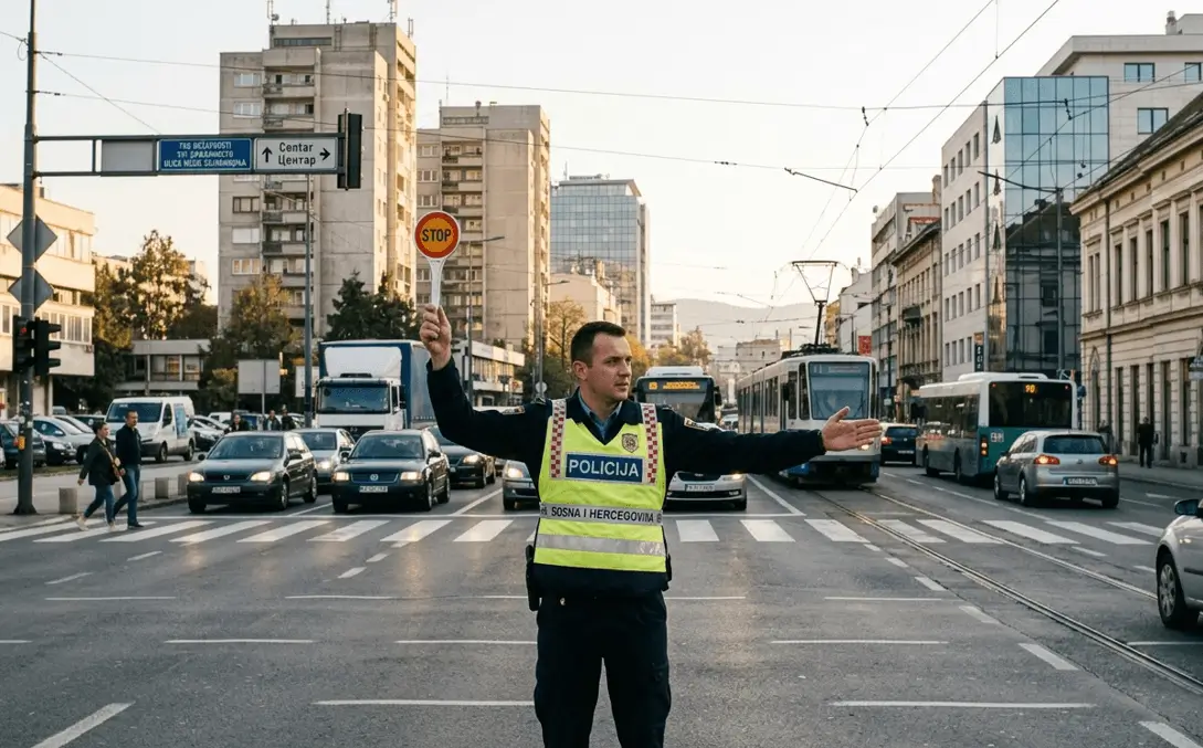 Policajac kontrolira promet